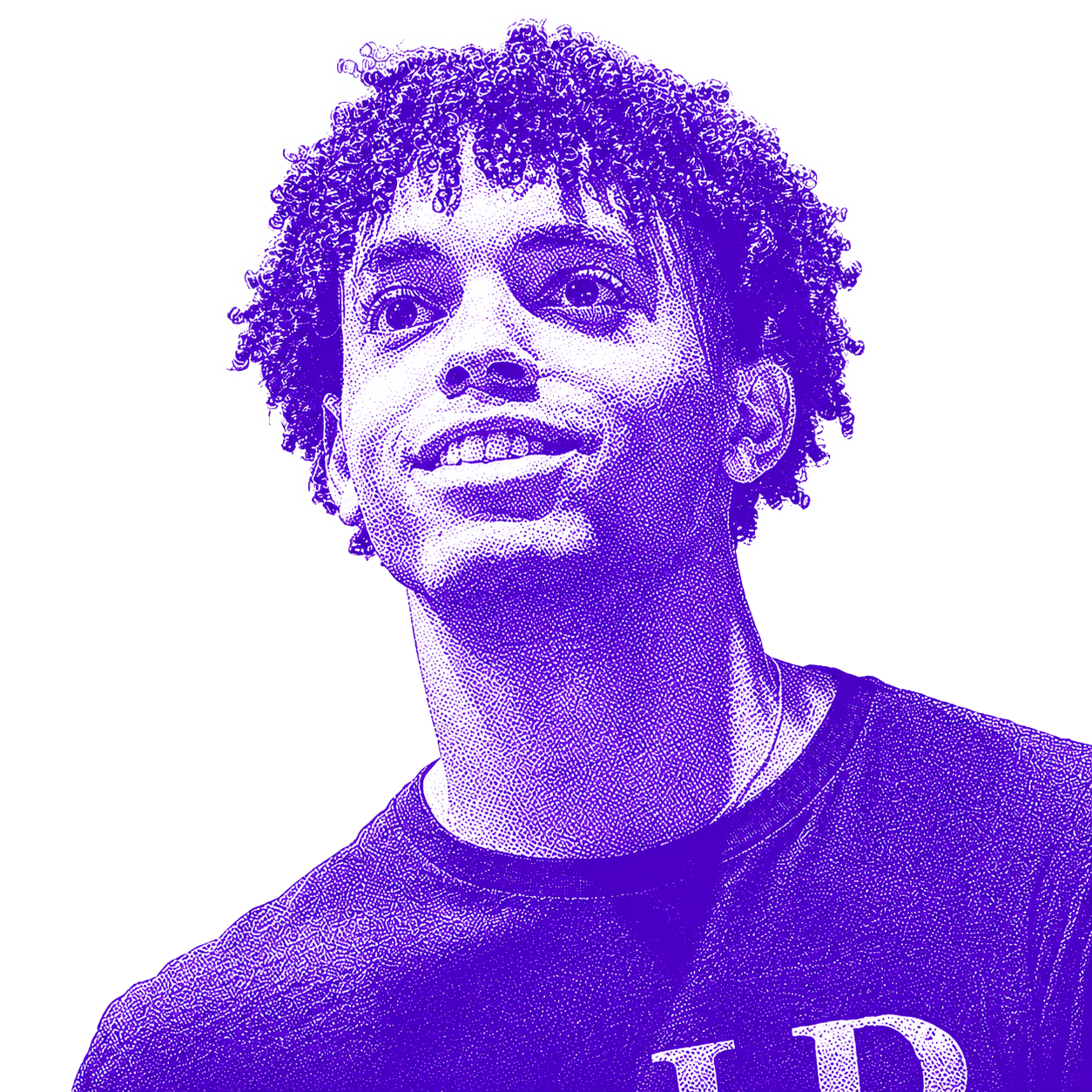 Christian, UGM partner, in a purple halftone duotone portrait.
